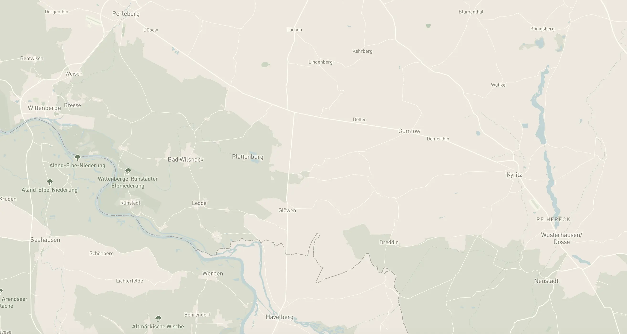 Karte der Prignitz mit markierten Ausflugszielen